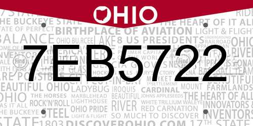 7EB5722 Ohio License Plate
