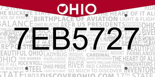 7EB5727 Ohio License Plate