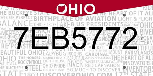 7EB5772 Ohio License Plate