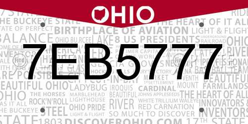 7EB5777 Ohio License Plate