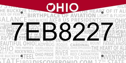 7EB8227 Ohio License Plate