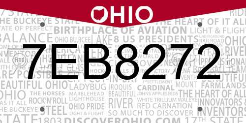 7EB8272 Ohio License Plate