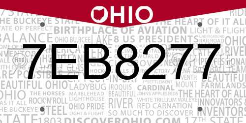 7EB8277 Ohio License Plate