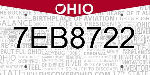 7EB8722 Ohio License Plate