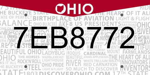 7EB8772 Ohio License Plate