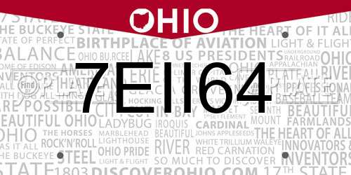 7EII64 Ohio License Plate