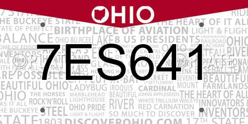 7ES641 Ohio License Plate