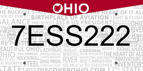 7ESS222 Ohio License Plate