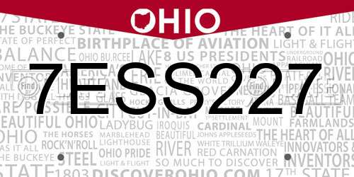 7ESS227 Ohio License Plate