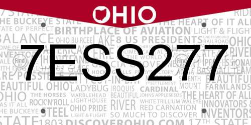 7ESS277 Ohio License Plate