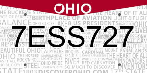 7ESS727 Ohio License Plate