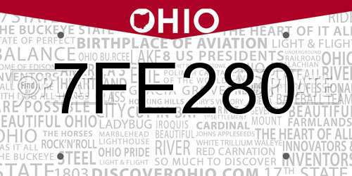 7FE280 Ohio License Plate
