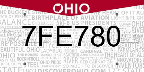 7FE780 Ohio License Plate