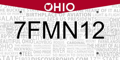 7FMN12 Ohio License Plate