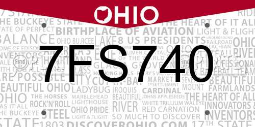 7FS740 Ohio License Plate