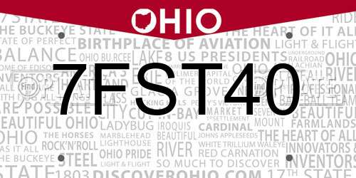 7FST40 Ohio License Plate