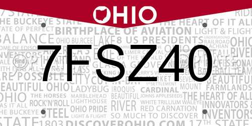 7FSZ40 Ohio License Plate