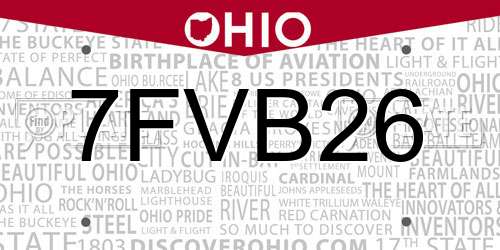 7FVB26 Ohio License Plate