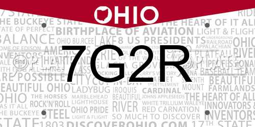 7G2R Ohio License Plate