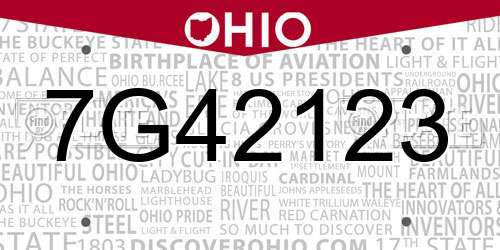 7G42123 Ohio License Plate