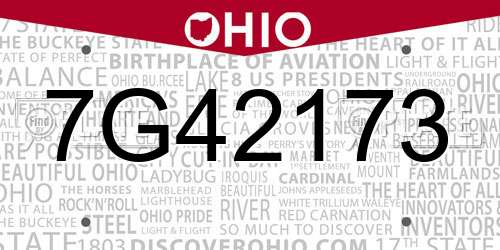 7G42173 Ohio License Plate
