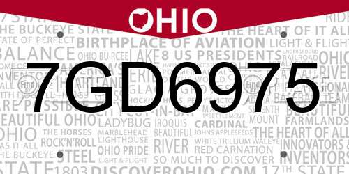 7GD6975 Ohio License Plate
