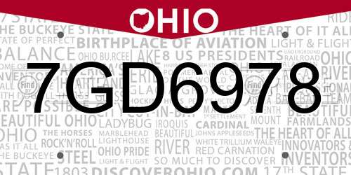 7GD6978 Ohio License Plate