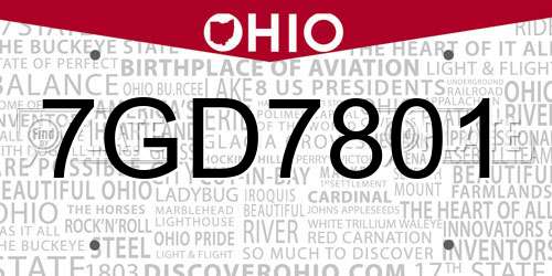 7GD7801 Ohio License Plate