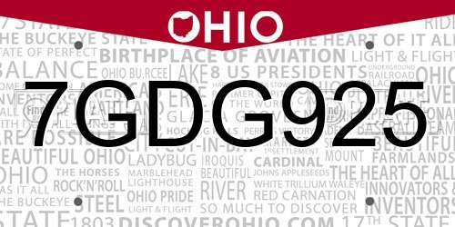 7GDG925 Ohio License Plate