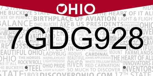 7GDG928 Ohio License Plate