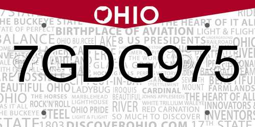 7GDG975 Ohio License Plate
