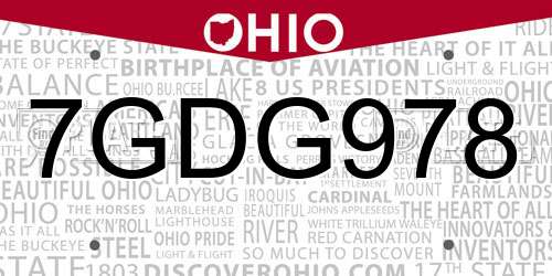 7GDG978 Ohio License Plate