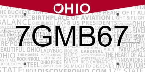 7GMB67 Ohio License Plate