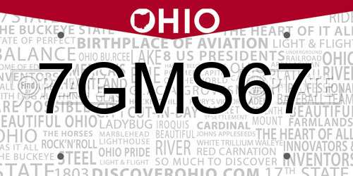 7GMS67 Ohio License Plate
