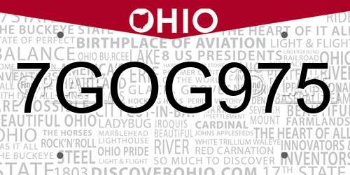 7GOG975 Ohio License Plate