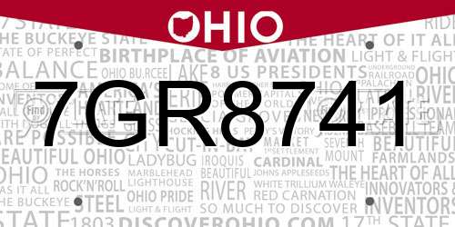 7GR8741 Ohio License Plate