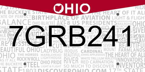 7GRB241 Ohio License Plate