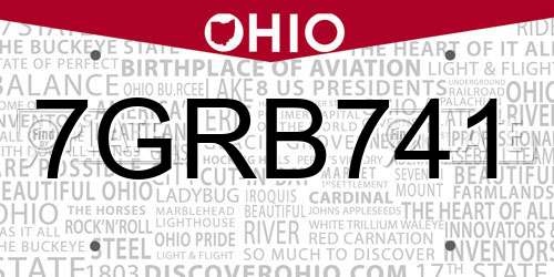 7GRB741 Ohio License Plate