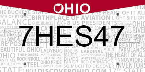 7HES47 Ohio License Plate