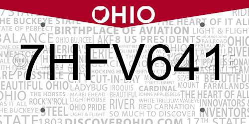 7HFV641 Ohio License Plate