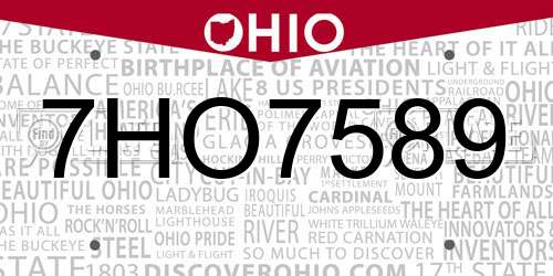 7HO7589 Ohio License Plate