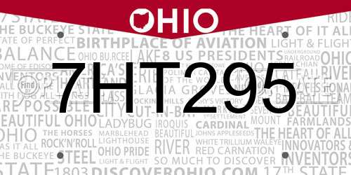 7HT295 Ohio License Plate