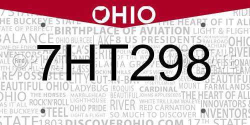 7HT298 Ohio License Plate