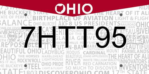 7HTT95 Ohio License Plate