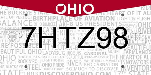 7HTZ98 Ohio License Plate