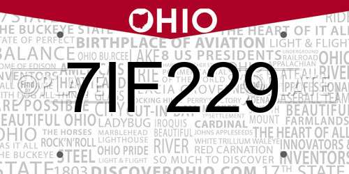 7IF229 Ohio License Plate