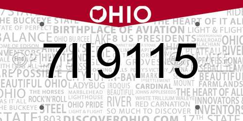 7II9115 Ohio License Plate