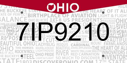 7IP9210 Ohio License Plate