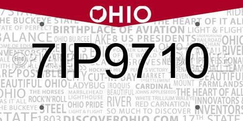 7IP9710 Ohio License Plate