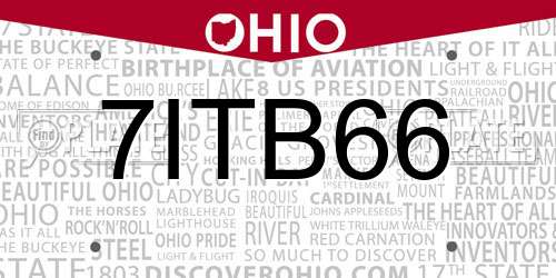 7ITB66 Ohio License Plate